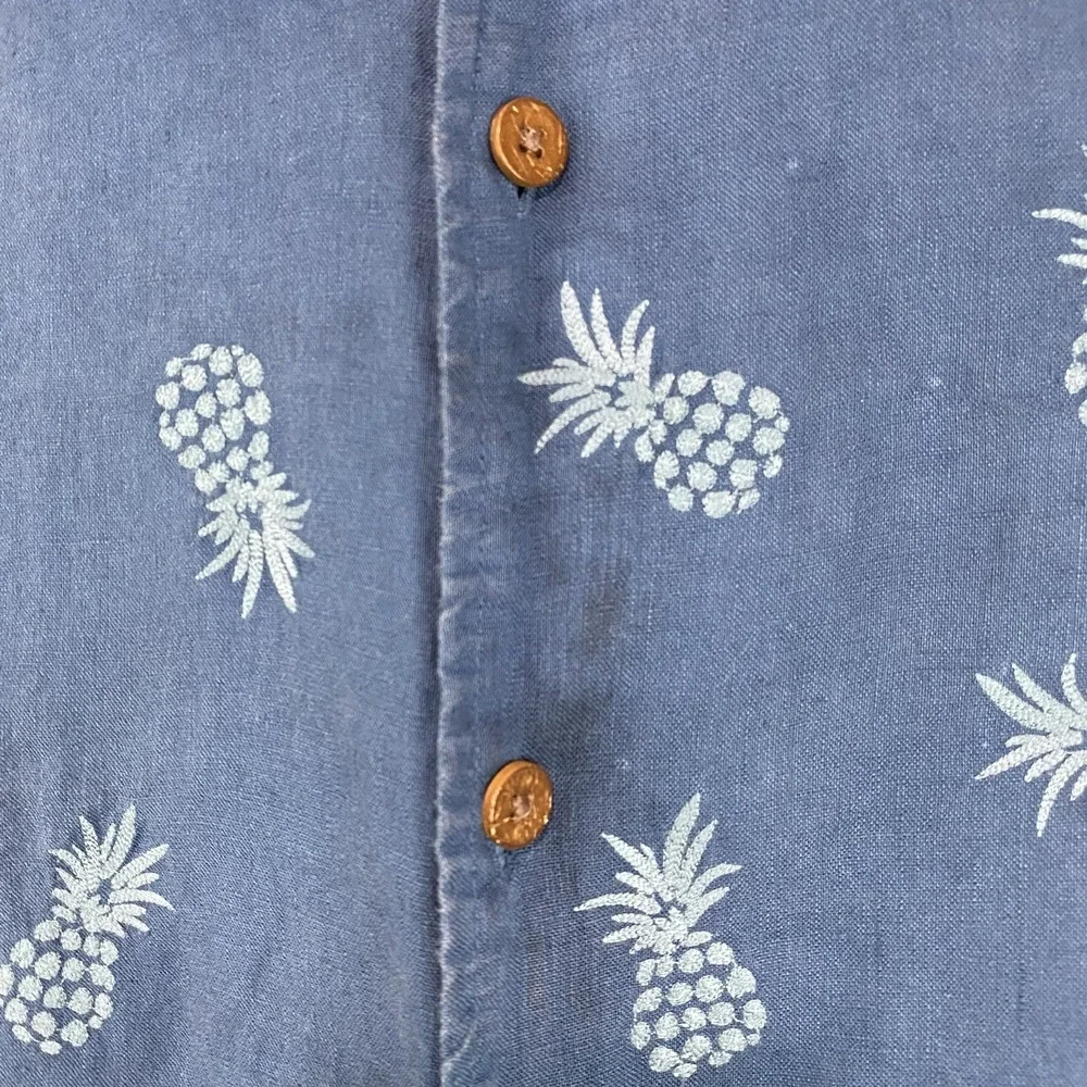 Tommy Bahama Shirt Men's Size XL‎ Linen Button Up Hawaiian Floral Pineapples - Picture 14 of 15